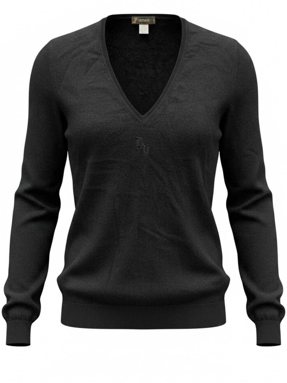 Versace Black Vintage Cashmere Sweater Long Sleeve Soft Size 40